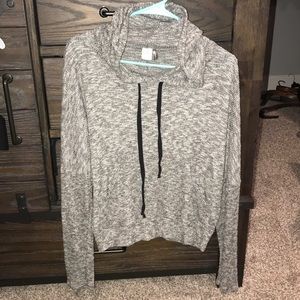 Paper crane grey & black sweater pullover w/ hood